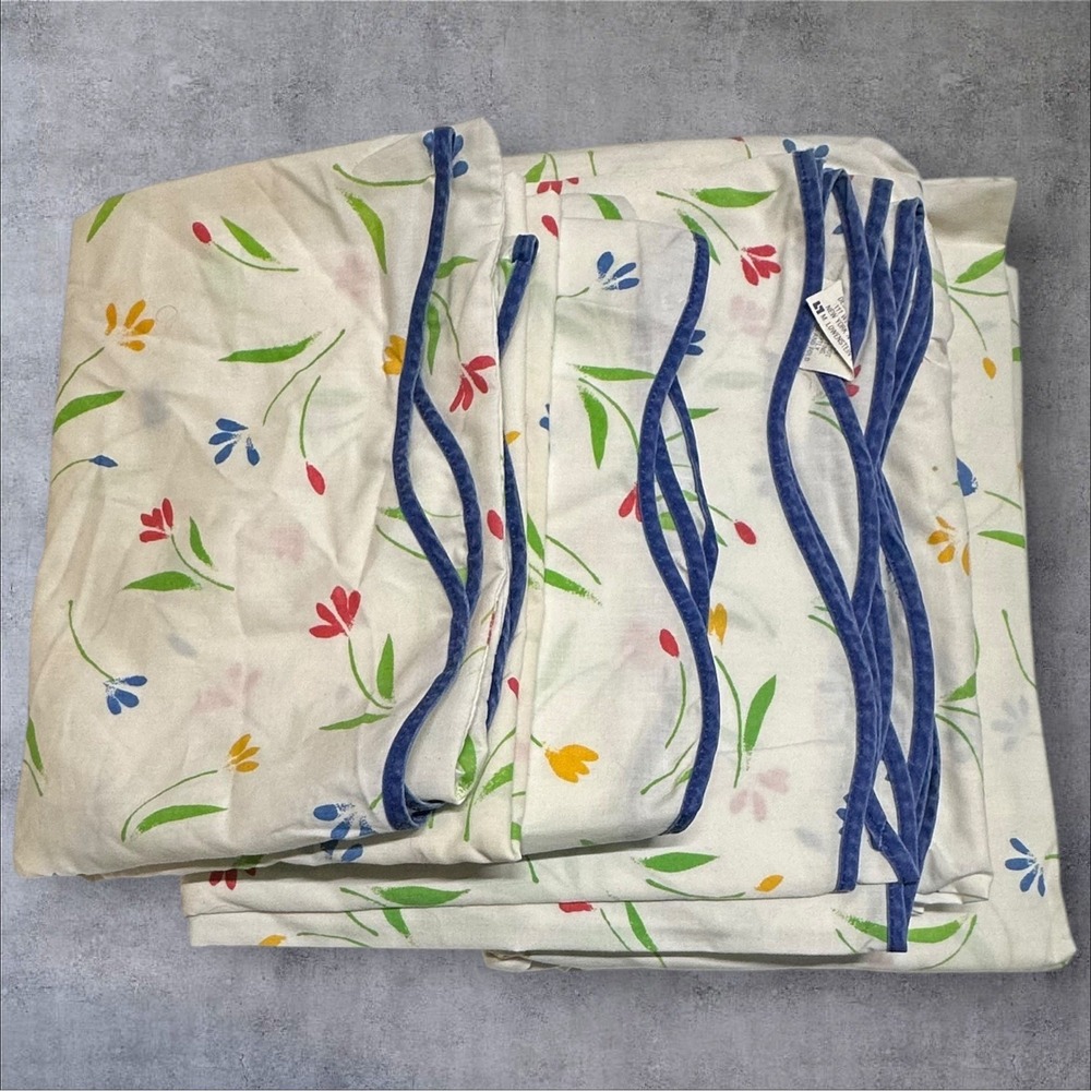 Vintage Wamsutta Sheet Set Double White Floral Scalloped Trim Tulip Cotton Blend - Picture 12 of 12